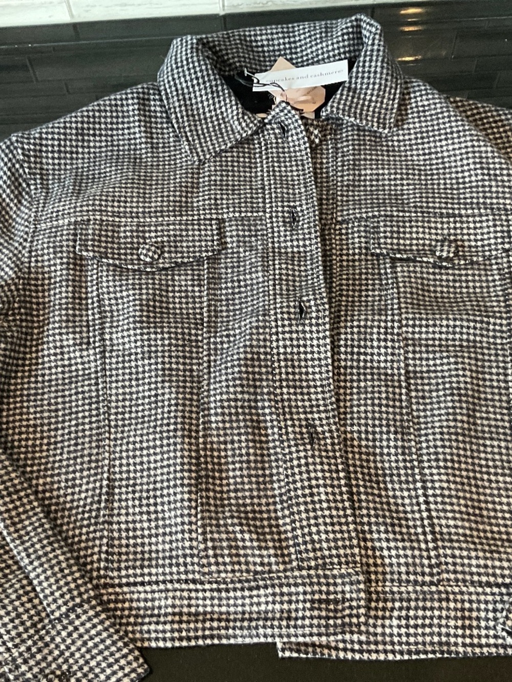 Cupcakes and cashmere Houndstooth wool blend jacket